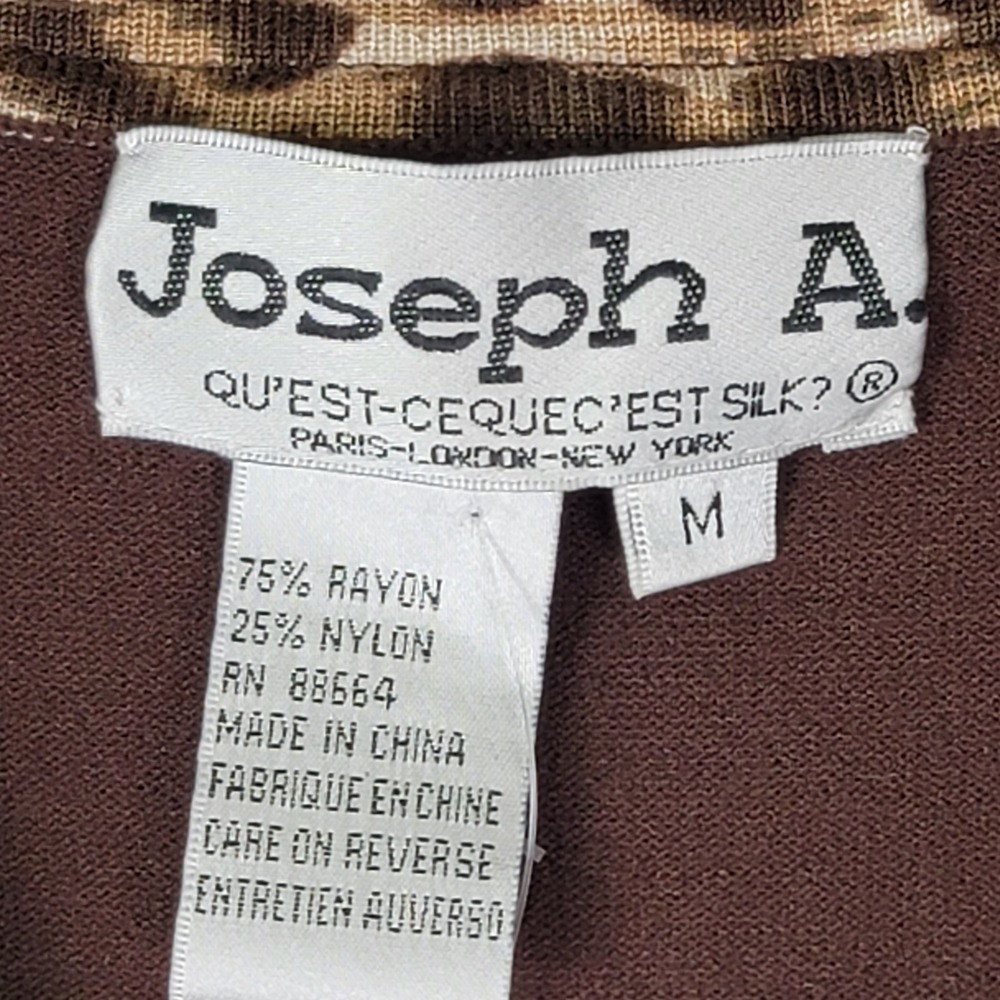 NWT JOSEPH A WOMEN'S TOP MEDIUM BROWN LEOPARD TRIM LONG SLEEVE KNIT BLOUSE NEW - Picture 3 of 16